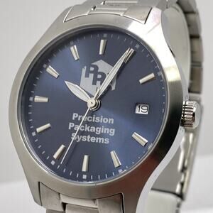 Precision Packaging Systems Mens Silver Watch New Battery